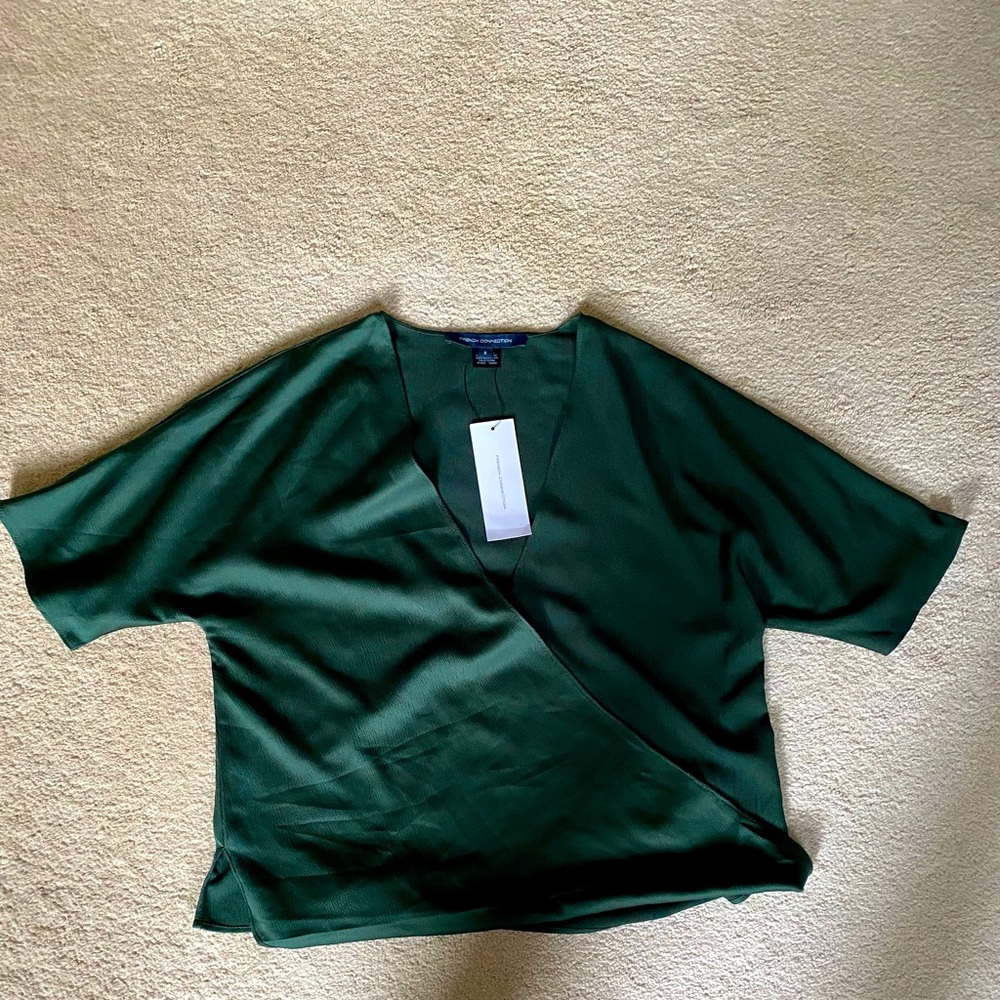 French Connection Satin Top - Green NWT